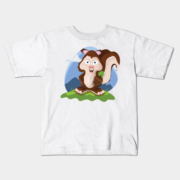 Cute Cartoon Squirrel Kids T-Shirt by nickemporium1